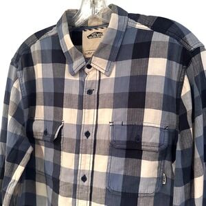 Vans Off The Wall Plaid Flannel Shirt Men's Large Navy Streetwear Skater Casual